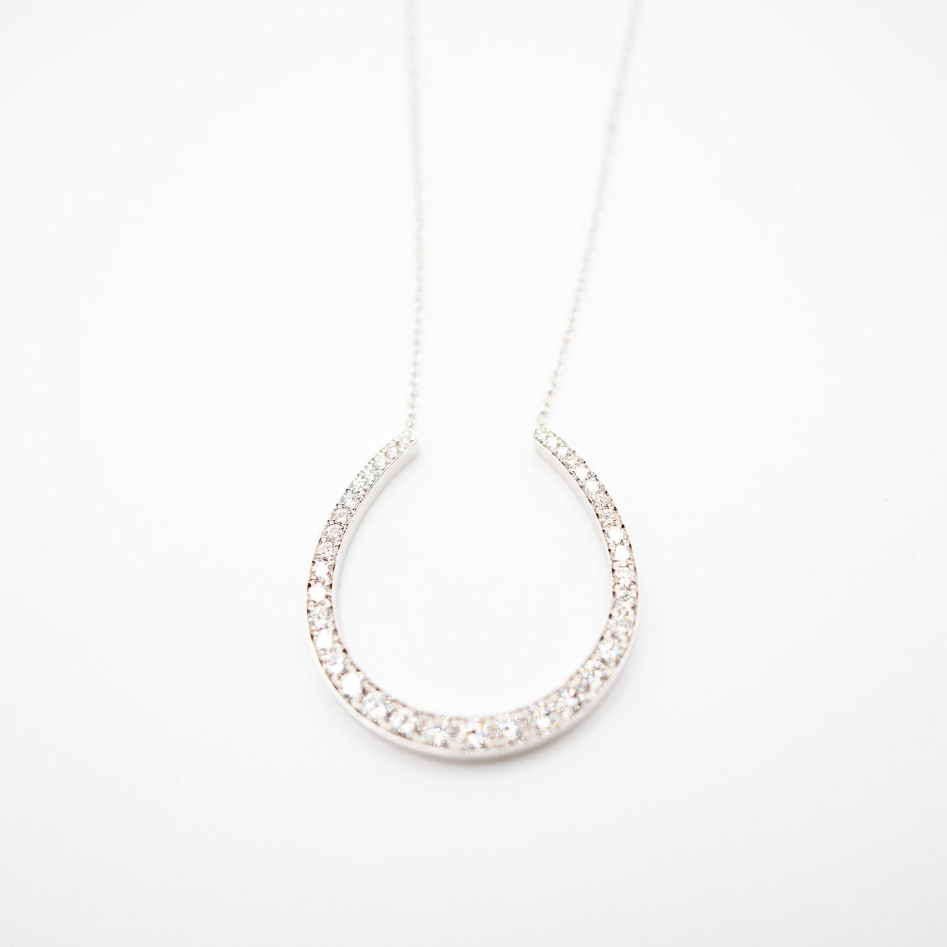 Silver necklace on a white background