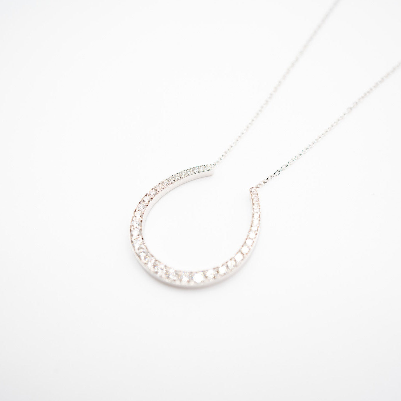 Silver necklace on a white background